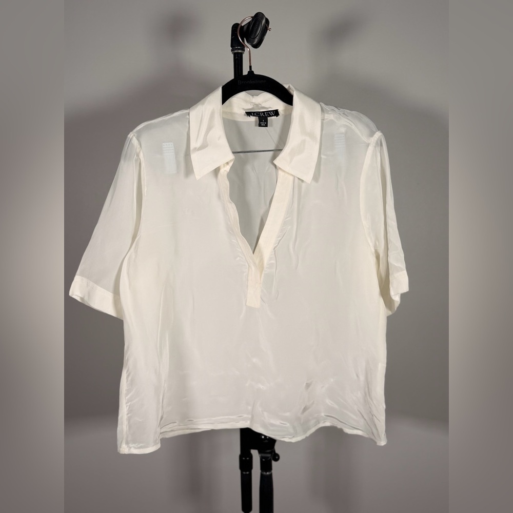 NWOT JCrew Bungalow popover top in crepe de chine - Picture 4 of 7